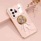 For vivo X80 Pro 6D Plating Astronaut Ring Kickstand Phone Case(Light Pink) - 1