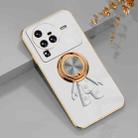 For vivo X80 Pro 6D Plating Astronaut Ring Kickstand Phone Case(White) - 1