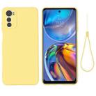 For Motorola Moto G22/ E32s 4G Pure Color Liquid Silicone Shockproof Full Coverage Phone Case(Yellow) - 1