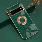 For Google Pixel 7 6D Plating Astronaut Ring Kickstand Phone Case(Night Green) - 1