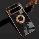 For Google Pixel 7 Pro 6D Plating Astronaut Ring Kickstand Phone Case(Black) - 1