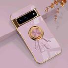 For Google Pixel 7 Pro 6D Plating Astronaut Ring Kickstand Phone Case(Light Purple) - 1