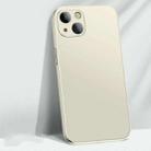 For iPhone 14 AG Matte Glass + Liquid Silicone Skin Feel Case (Antique White) - 1