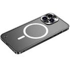 For iPhone 14 Pro Max Metal Frame Frosted PC Shockproof MagSafe Case (Black) - 1