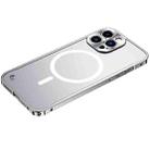 For iPhone 14 Pro Max Metal Frame Frosted PC Shockproof MagSafe Case (Silver) - 1