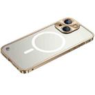 For iPhone 14 Plus Metal Frame Frosted PC Shockproof MagSafe Case (Gold) - 1