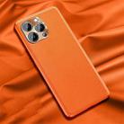 For iPhone 14 Pro Max Silicone Pure Skin Leather Phone Case (Orange) - 1