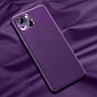 For iPhone 14 Plus Silicone Pure Skin Leather Phone Case (Purple) - 1