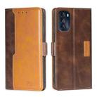 For Motorola Moto G 5G 2022 Contrast Color Side Buckle Leather Phone Case(Dark Brown + Gold) - 1