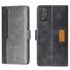 For Motorola Moto G Power 2022 Contrast Color Side Buckle Leather Phone Case(Black + Grey) - 1