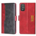 For Motorola Moto G Power 2022 Contrast Color Side Buckle Leather Phone Case(Red + Black) - 1