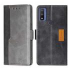 For Motorola Moto G Pure Contrast Color Side Buckle Leather Phone Case(Black + Grey) - 1