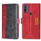 For Motorola Moto G Pure Contrast Color Side Buckle Leather Phone Case(Red + Black) - 1