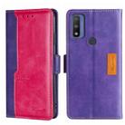 For Motorola Moto G Pure Contrast Color Side Buckle Leather Phone Case(Purple + Rose Red) - 1