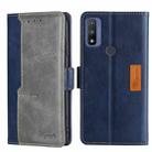For Motorola Moto G Pure Contrast Color Side Buckle Leather Phone Case(Blue + Grey) - 1