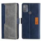 For Motorola Moto G50 Contrast Color Side Buckle Leather Phone Case(Blue + Grey) - 1