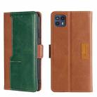 For Motorola Moto G50 5G Contrast Color Side Buckle Leather Phone Case(Light Brown + Green) - 1