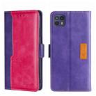 For Motorola Moto G50 5G Contrast Color Side Buckle Leather Phone Case(Purple + Rose Red) - 1