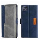For Motorola Moto G50 5G Contrast Color Side Buckle Leather Phone Case(Blue + Grey) - 1