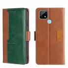 For OPPO Realme C21 Contrast Color Side Buckle Leather Phone Case(Light Brown + Green) - 1