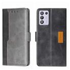 For OPPO K9S/Realme Q3s Contrast Color Side Buckle Leather Phone Case(Black + Grey) - 1