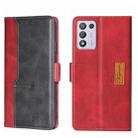 For OPPO K9S/Realme Q3s Contrast Color Side Buckle Leather Phone Case(Red + Black) - 1