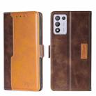 For OPPO K9S/Realme Q3s Contrast Color Side Buckle Leather Phone Case(Dark Brown + Gold) - 1