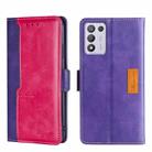 For OPPO K9S/Realme Q3s Contrast Color Side Buckle Leather Phone Case(Purple + Rose Red) - 1