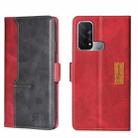 For OPPO Reno5 A Contrast Color Side Buckle Leather Phone Case(Red + Black) - 1