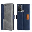 For OPPO Reno5 A Contrast Color Side Buckle Leather Phone Case(Blue + Grey) - 1