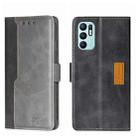 For OPPO Reno6 4G Contrast Color Side Buckle Leather Phone Case(Black + Grey) - 1