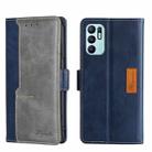 For OPPO Reno6 4G Contrast Color Side Buckle Leather Phone Case(Blue + Grey) - 1