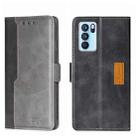 For OPPO Reno6 Pro 5G Contrast Color Side Buckle Leather Phone Case(Black + Grey) - 1