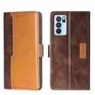 For OPPO Reno6 Pro 5G Contrast Color Side Buckle Leather Phone Case(Dark Brown + Gold) - 1