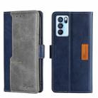 For OPPO Reno6 Pro 5G Contrast Color Side Buckle Leather Phone Case(Blue + Grey) - 1