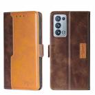 For OPPO Reno6 Pro+ 5G Contrast Color Side Buckle Leather Phone Case(Dark Brown + Gold) - 1