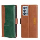 For OPPO Reno6 Pro+ 5G Contrast Color Side Buckle Leather Phone Case(Light Brown + Green) - 1