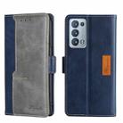 For OPPO Reno6 Pro+ 5G Contrast Color Side Buckle Leather Phone Case(Blue + Grey) - 1