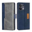 For OPPO Reno8 5G Contrast Color Side Buckle Leather Phone Case(Blue + Grey) - 1