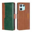 For OPPO Reno8 Pro 5G Contrast Color Side Buckle Leather Phone Case(Light Brown + Green) - 1