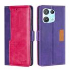 For OPPO Reno8 Pro 5G Contrast Color Side Buckle Leather Phone Case(Purple + Rose Red) - 1