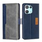 For OPPO Reno8 Pro 5G Contrast Color Side Buckle Leather Phone Case(Blue + Grey) - 1