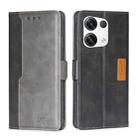 For OPPO Reno8 Pro+ 5G Contrast Color Side Buckle Leather Phone Case(Black + Grey) - 1