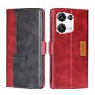 For OPPO Reno8 Pro+ 5G Contrast Color Side Buckle Leather Phone Case(Red + Black) - 1