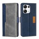 For OPPO Reno8 Pro+ 5G Contrast Color Side Buckle Leather Phone Case(Blue + Grey) - 1