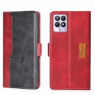 For OPPO Realme 8i Contrast Color Side Buckle Leather Phone Case(Red + Black) - 1