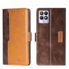 For OPPO Realme 8i Contrast Color Side Buckle Leather Phone Case(Dark Brown + Gold) - 1