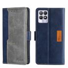 For OPPO Realme 8i Contrast Color Side Buckle Leather Phone Case(Blue + Grey) - 1
