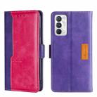 For OPPO Realme GT Master/Realme Q3 Pro Carnival Contrast Color Side Buckle Leather Phone Case(Purple + Rose Red) - 1