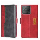 For OPPO Realme Narzo 50A Contrast Color Side Buckle Leather Phone Case(Red + Black) - 1
